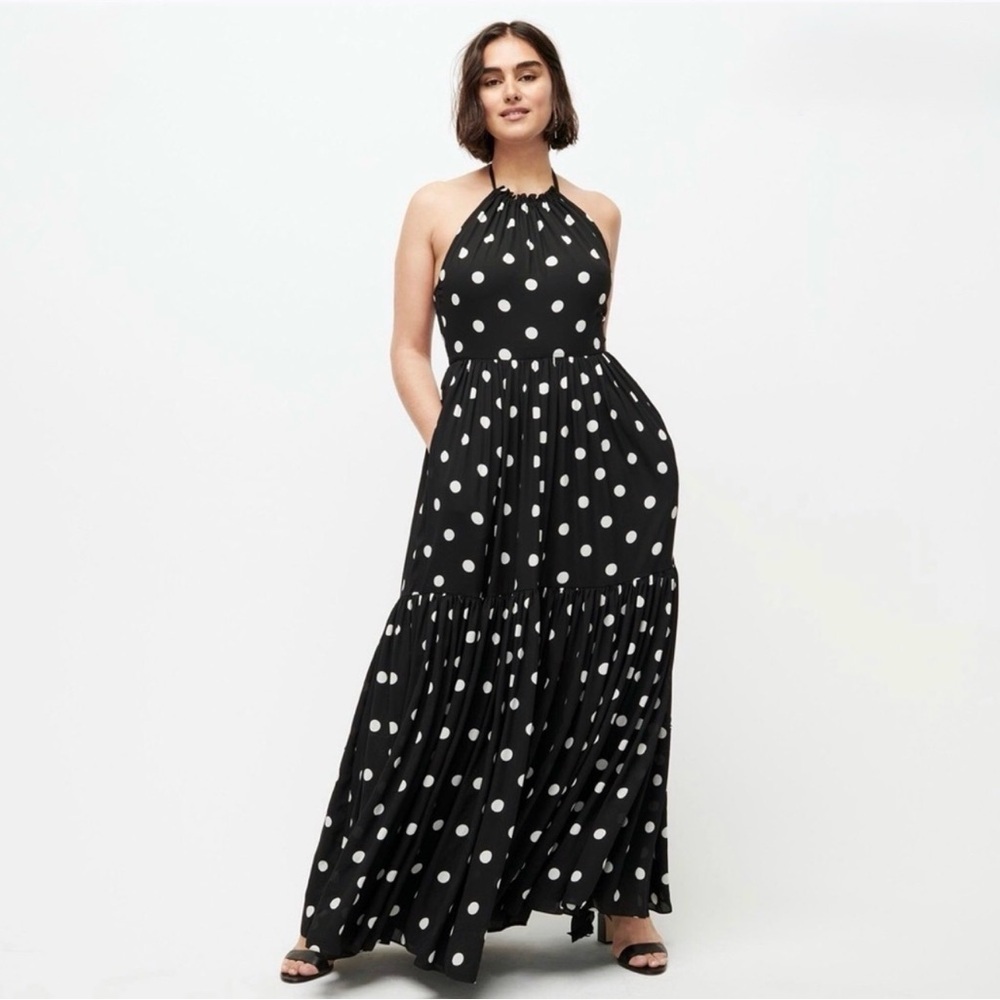 J Crew Women’s Black Polka Dot Maxi Dress Size Small